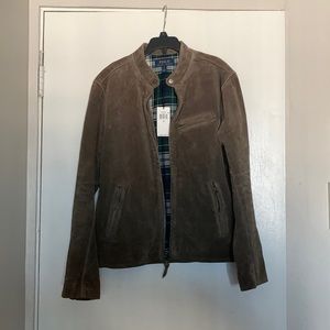 Men's Suede Cafe Racer Jacket In Norfolk Gray size Small